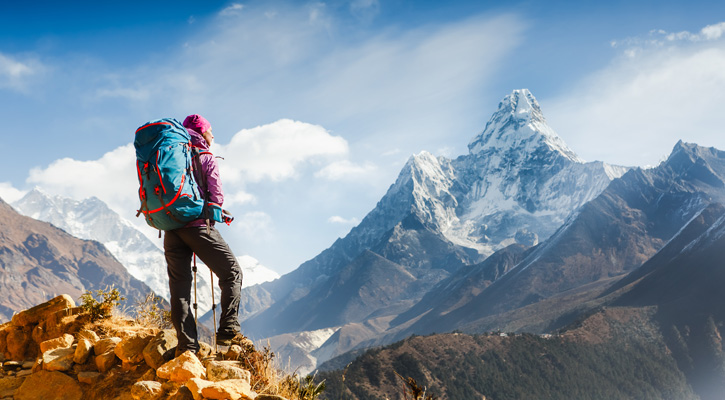 woman hiking on mountain