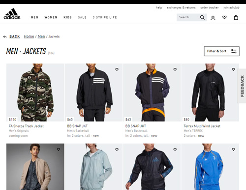 Adidas official website
