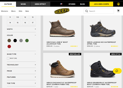 Keen Footwear official website