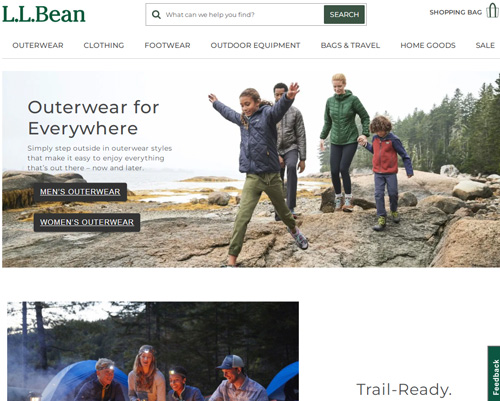 LL Bean official website