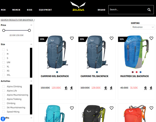 Salewa official website backpacks