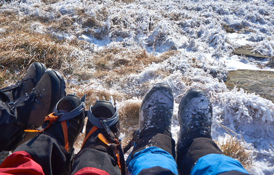 hikers wearing Lowa boots