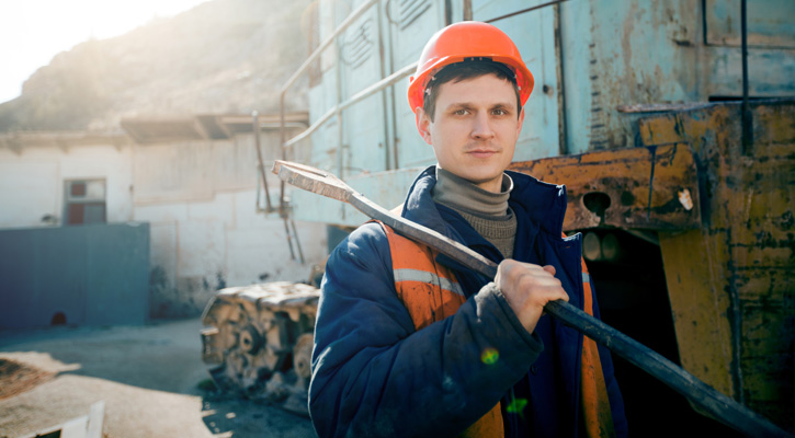 young man working outside