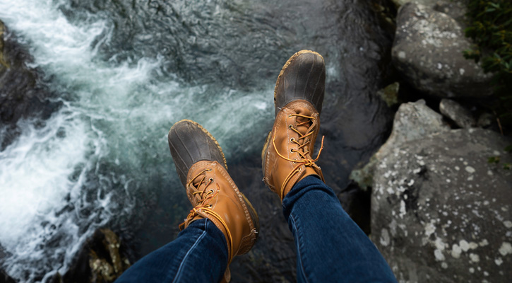 Bean Boots over a creek