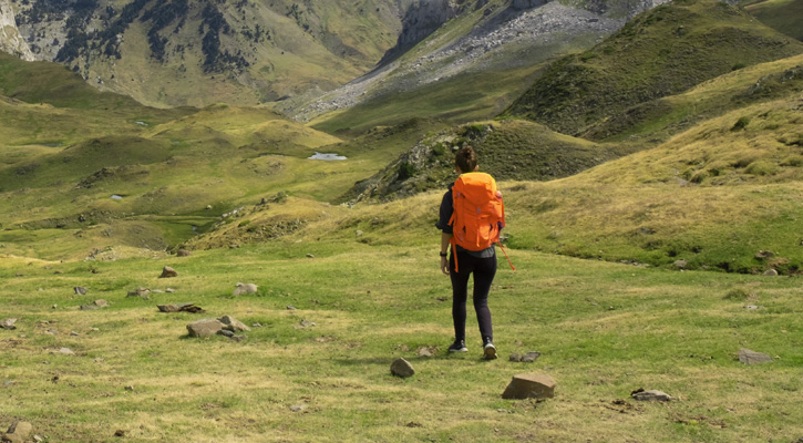 woman hiking in French mountains