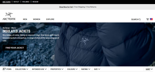 Arcteryx official website Mens Insulated Jackets