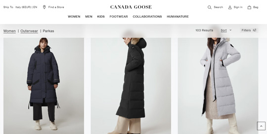 Canada Goose official website womens parkas