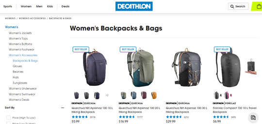 Decathlon womens backpacks official website