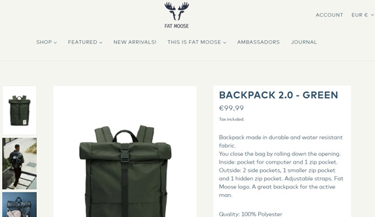 Fat Moose backpack official website
