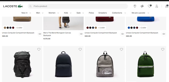 Lacoste backpacks official website