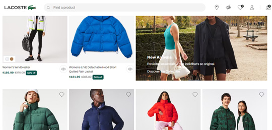 Lacoste womens jackets official website