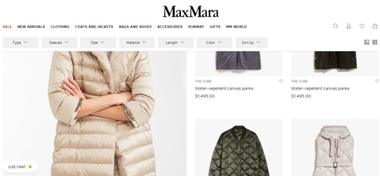 Max Mara down coats official website