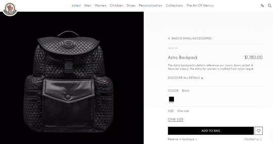 Moncler official website Astro Backpack