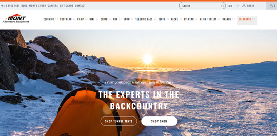 Mont Adventure Equipment official website