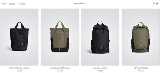 Norse Projects backpacks official website