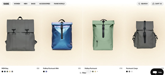 RAINS backpacks official website