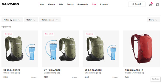 Salomon backpacks official website