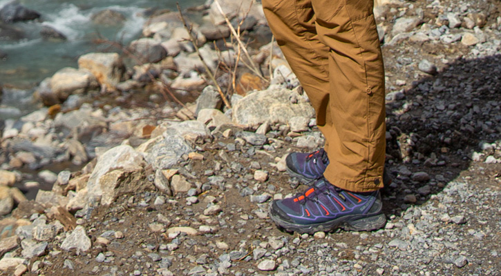 Salomon hiking boots close up