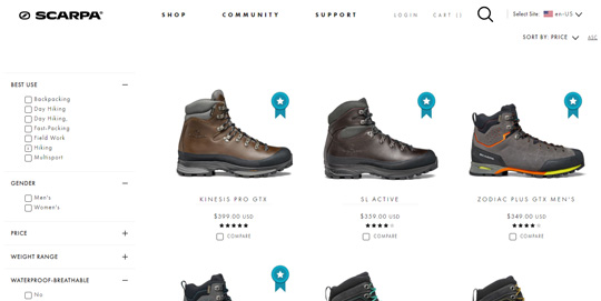 Scarpa hiking boots official website