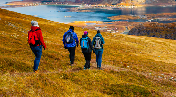 hikers on a mountain trail