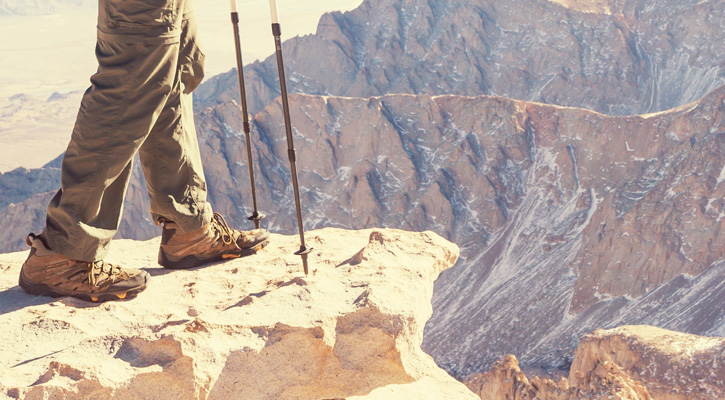 hiking boots on a mountain close up