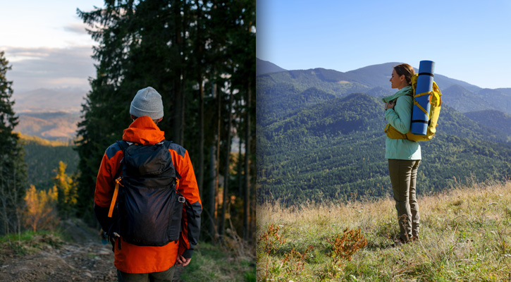 man and woman hiking