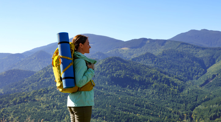 woman hiking in the mountains