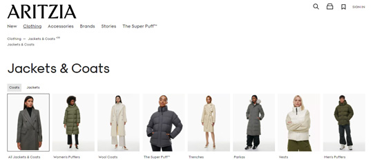 Aritzia jackets and coats official website