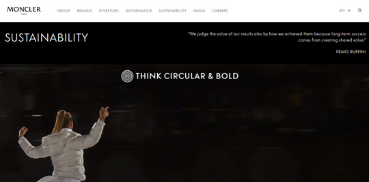 Moncler sustainability official website