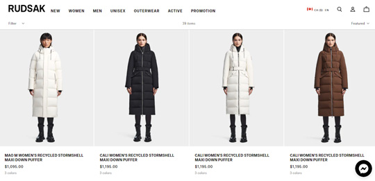 RUDSAK official website Womens Down Parkas