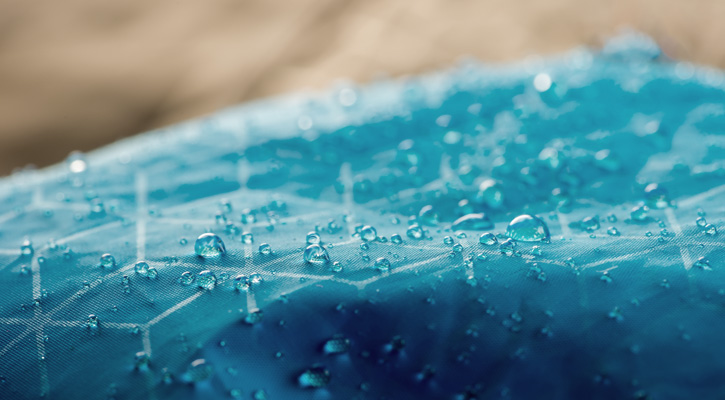 water droplets on a jacket fabric