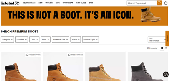 Timberland official website