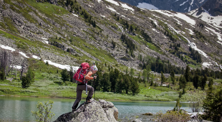 woman hiking in the mountains