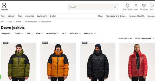 Haglofs official website mens down jackets
