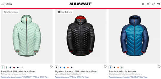 Mammut official website down jackets