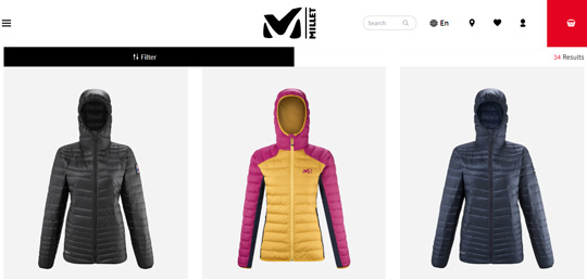Millet official website womens down jackets
