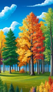 Blue Fall Foliage background wallpaper illustration 1