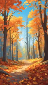 Blue Fall Foliage background wallpaper illustration 2