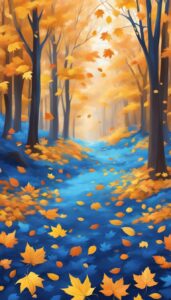 Blue Fall Foliage background wallpaper illustration 3