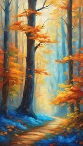 Blue Fall Foliage background wallpaper illustration 4