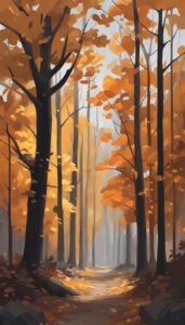 dark Fall Foliage background wallpaper illustration 3