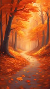 orange Fall Foliage background wallpaper illustration 3