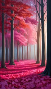 pink Fall Foliage background wallpaper illustration 1