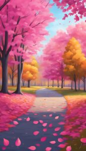 pink Fall Foliage background wallpaper illustration 3