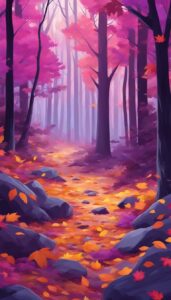 purple Fall Foliage background wallpaper illustration 2