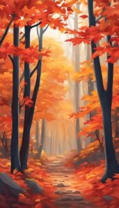 red Fall Foliage background wallpaper illustration 3