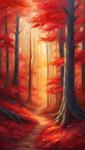 red Fall Foliage background wallpaper illustration 4