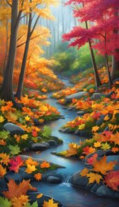 watercolor Fall Foliage background wallpaper illustration 1