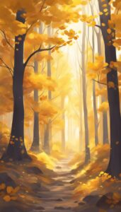 yellow Fall Foliage background wallpaper illustration 2