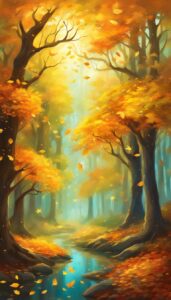 yellow Fall Foliage background wallpaper illustration 4